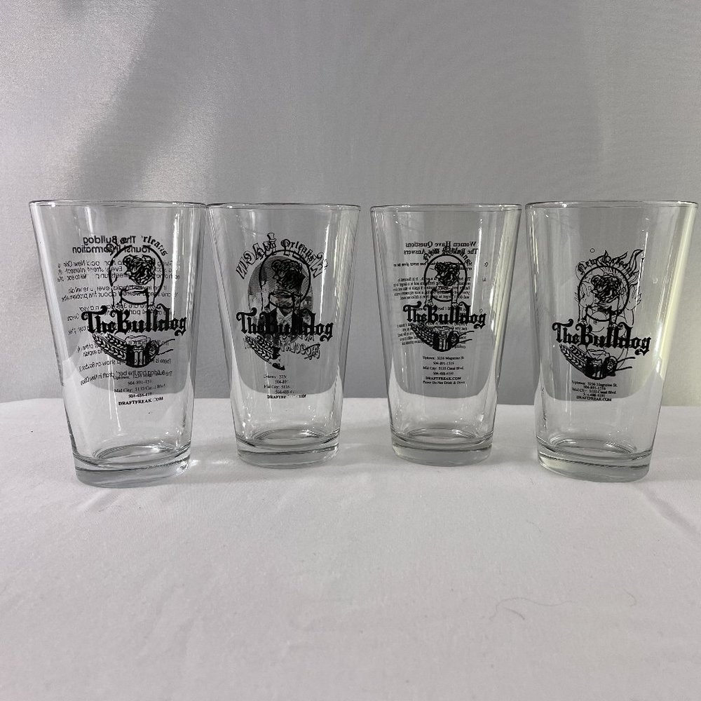Vintage Set of 3 "The Bulldog" Pint Glasses